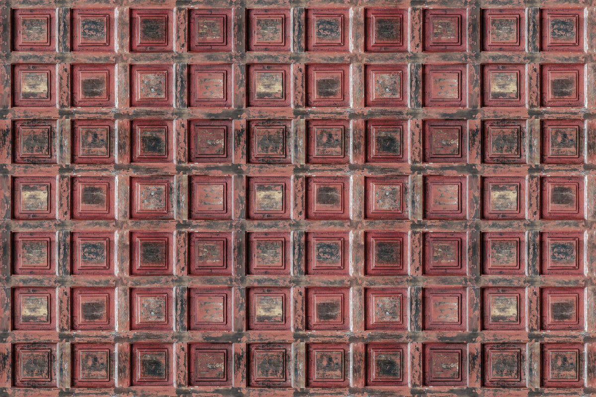 Rustic Distressed Red Wood Wallpaper in your room — zoomed