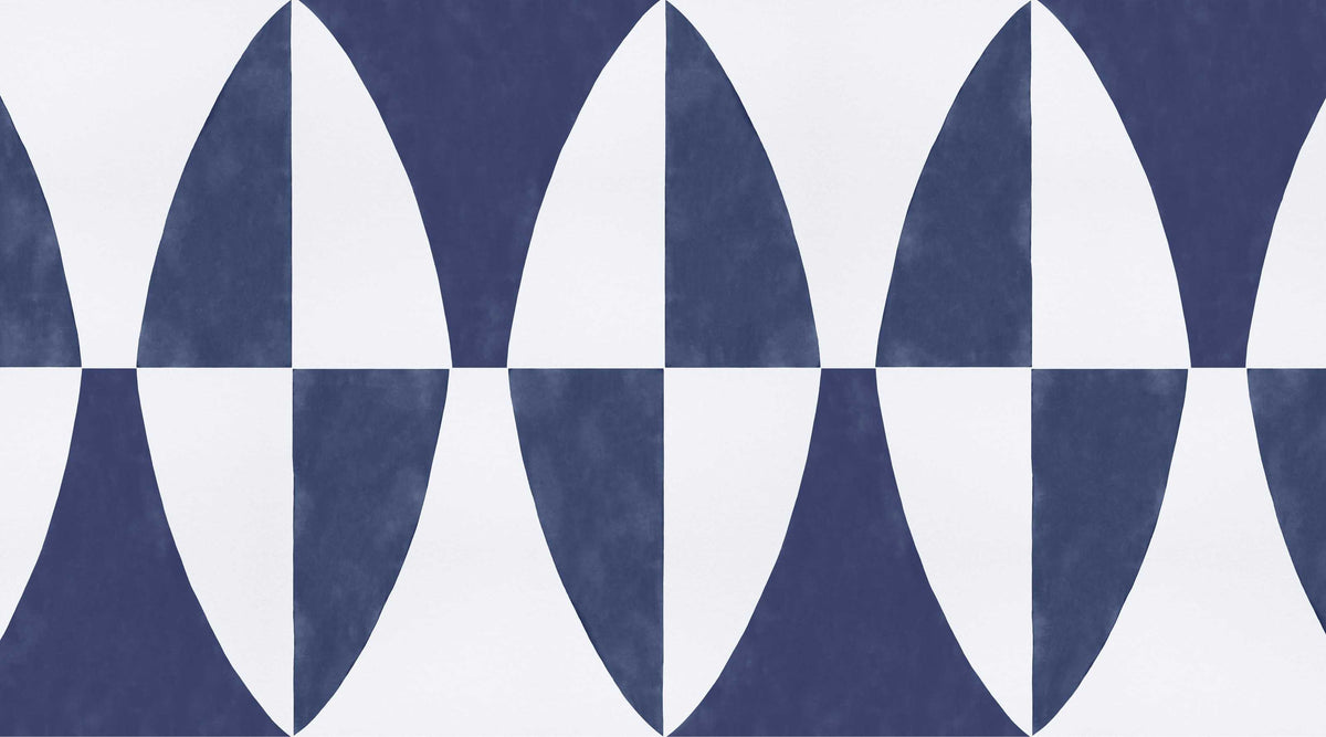 Navy Blue Geometric Pattern Wallpaper in your room — zoomed