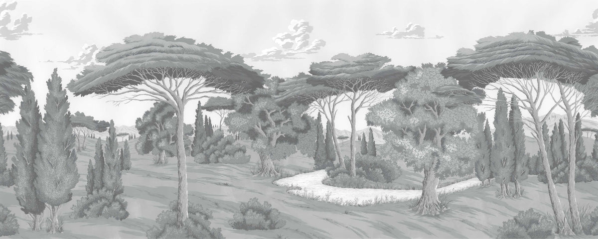 Monochrome Scenic Landscape Wall Mural in your room — zoomed