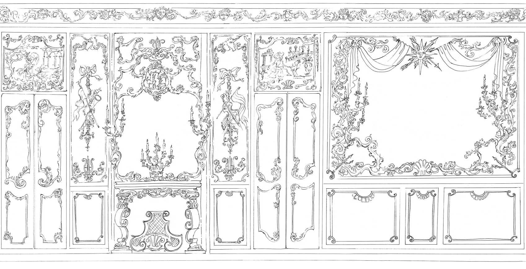Rococo Ornate Wall Panel Design Wallpaper