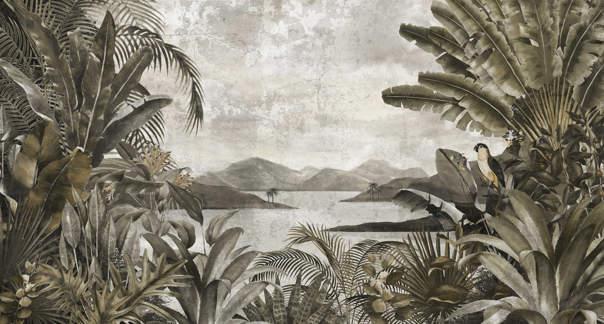 Vintage Tropical Jungle Wallpaper Mural in your room
