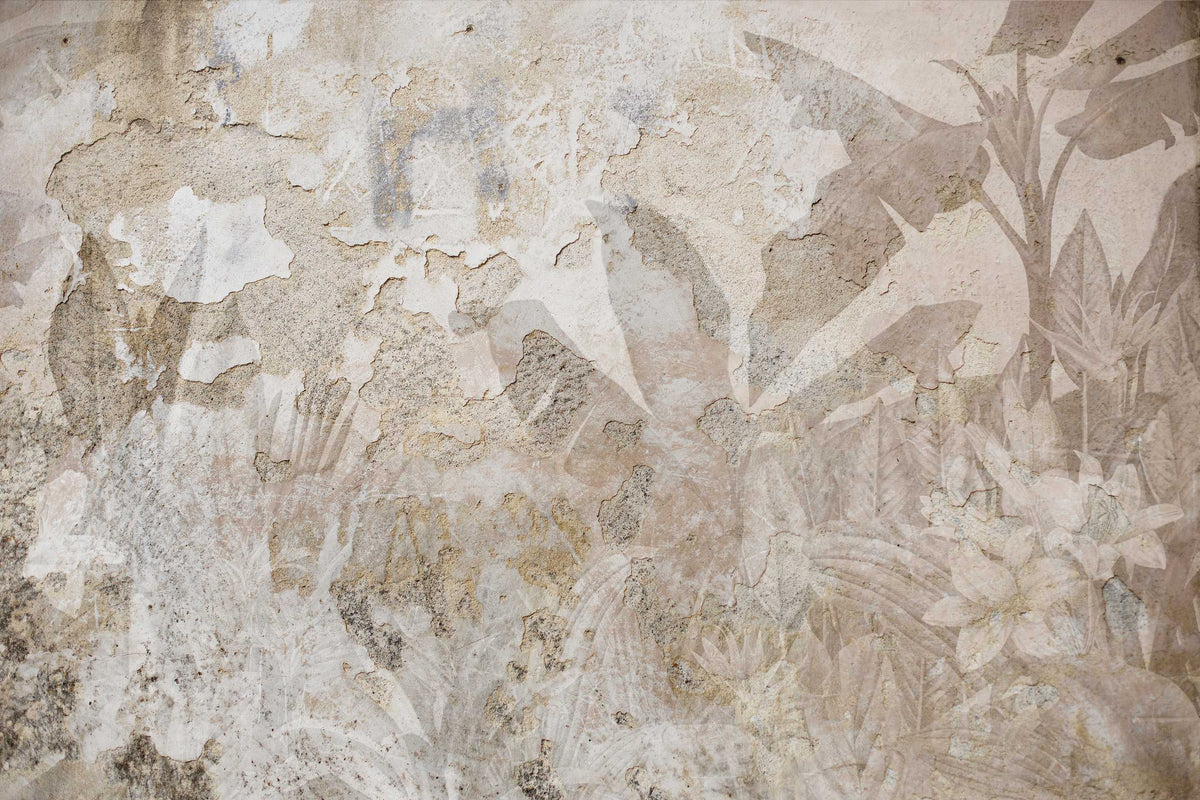Vintage Distressed Botanical Wallpaper in your room
