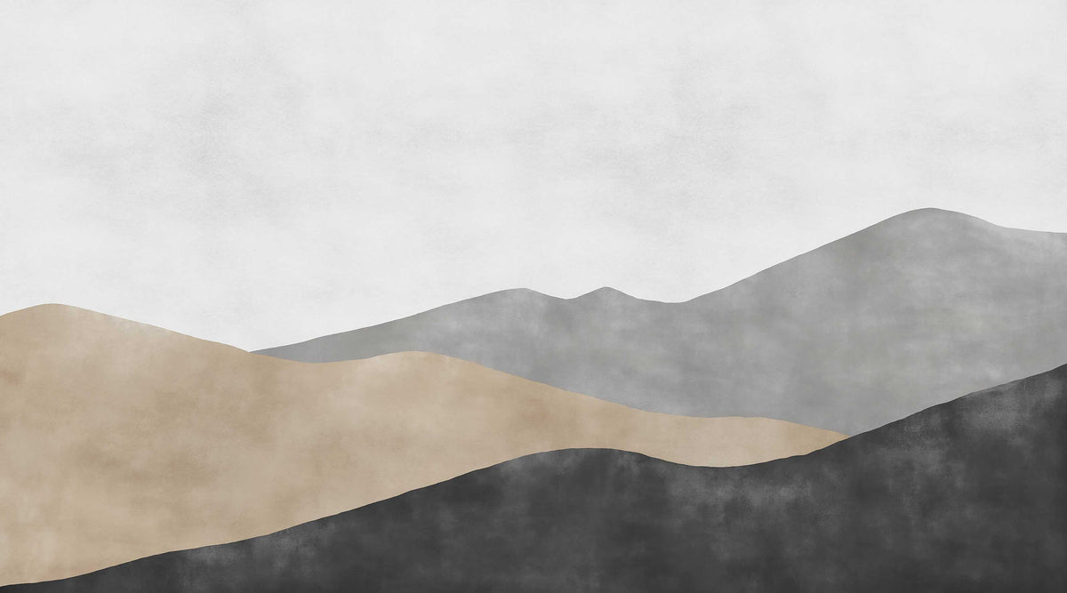Minimalist Earthy Tones Mountain Mural in your room — zoomed