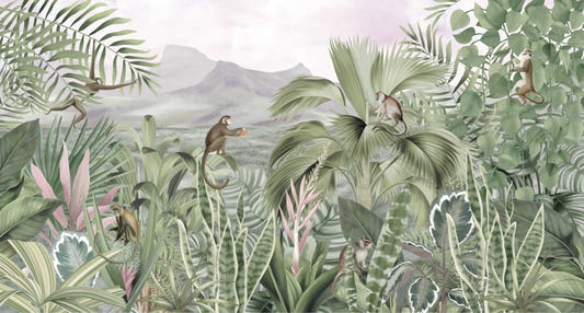 Tropical Monkey Jungle Wallpaper Mural