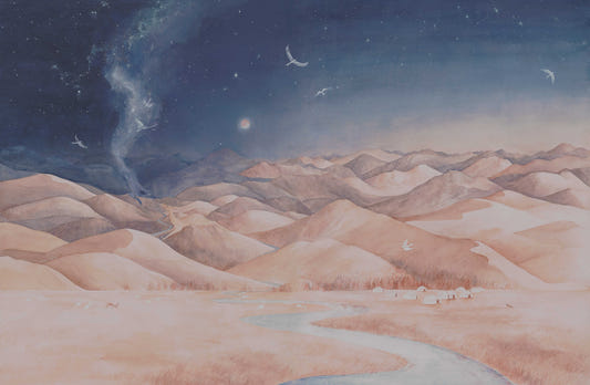 Mystical Starry Night Landscape Wallpaper