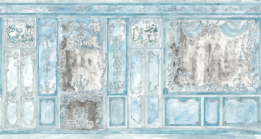 Vintage Rococo Blue Wall Mural