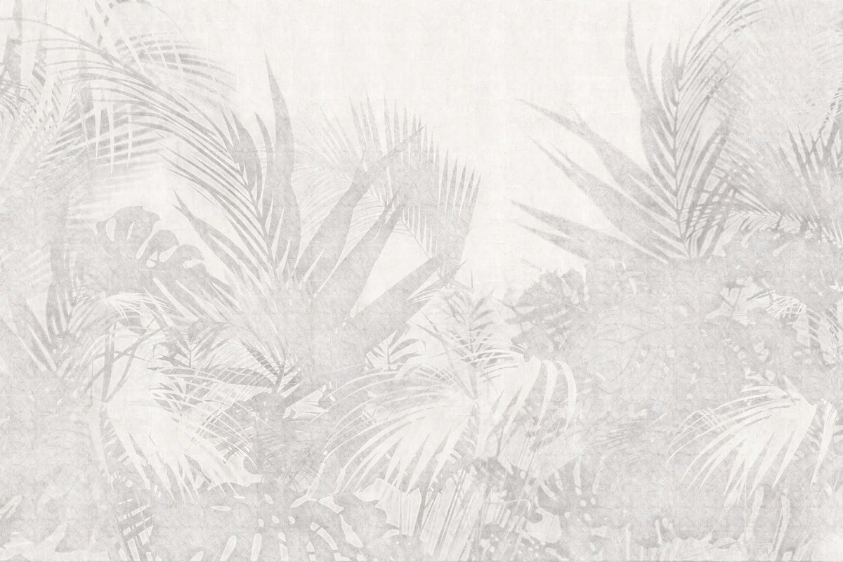 Monochrome Tropical Leaf Wallpaper in your room