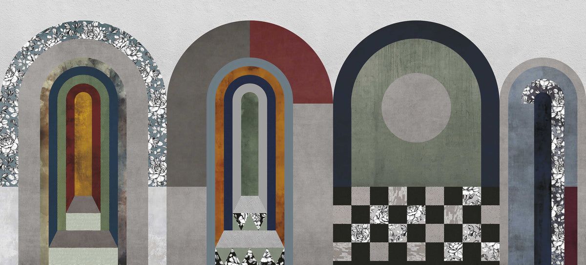 Abstract Geometric Arch Wall Mural in your room