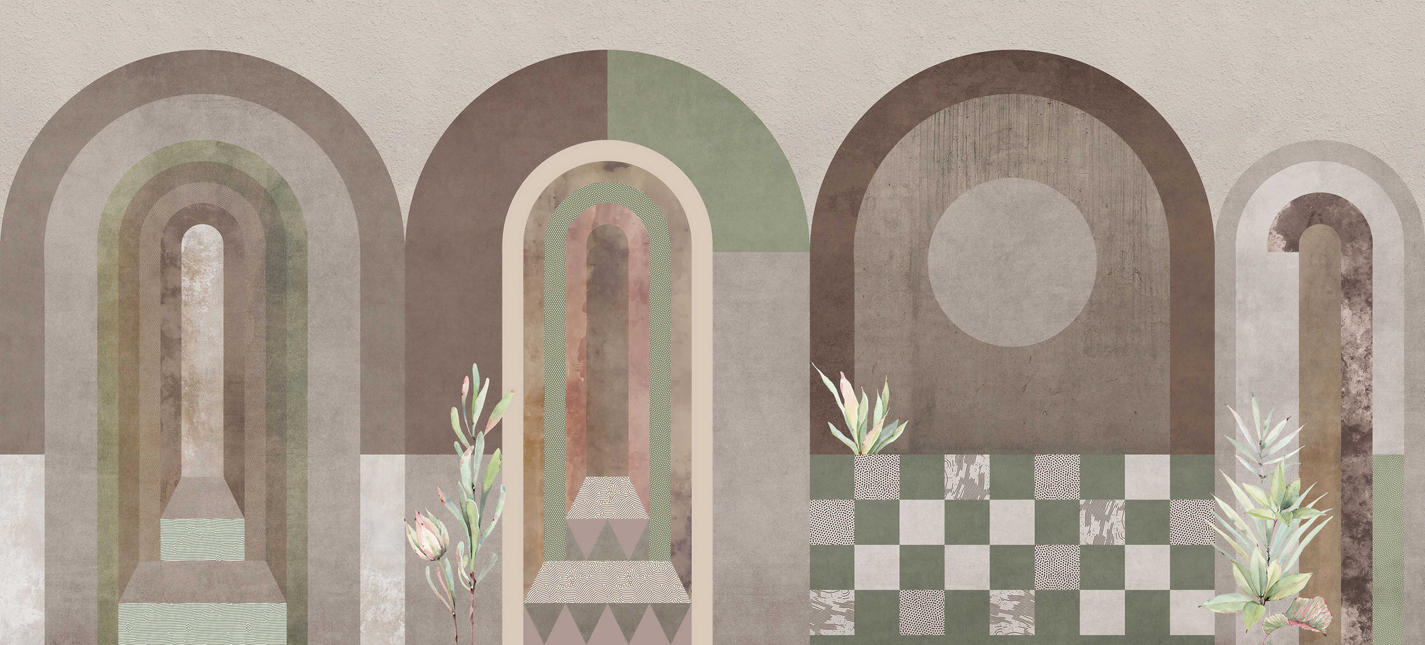 Modern Geometric Arch Wall Mural