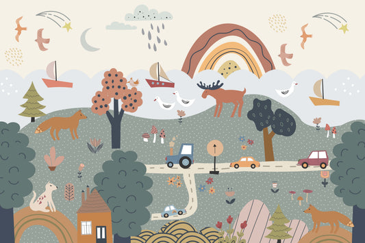 Whimsical Scandinavian Forest Wallpaper
