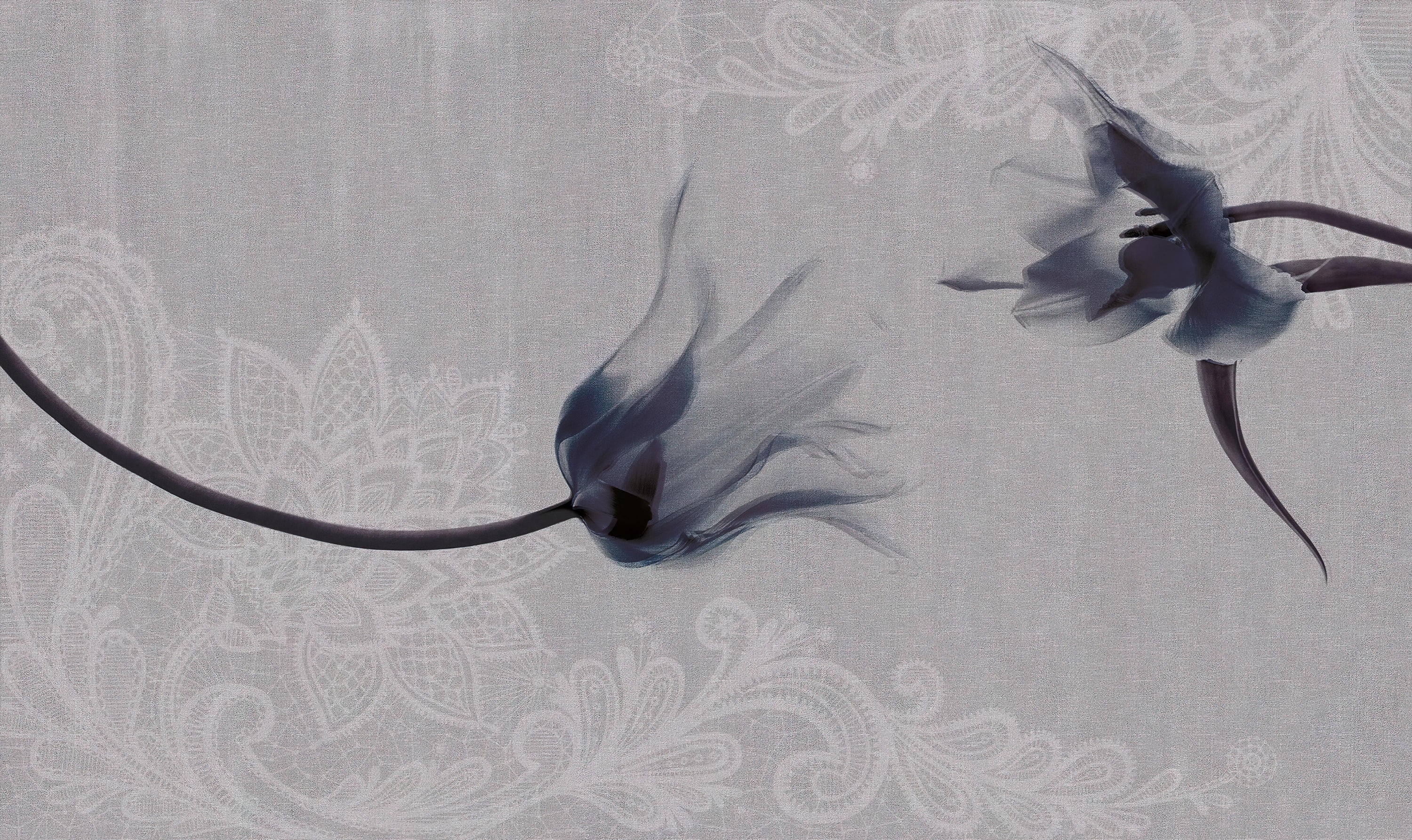 Elegant Dark Floral Wall Mural in your room — zoomed