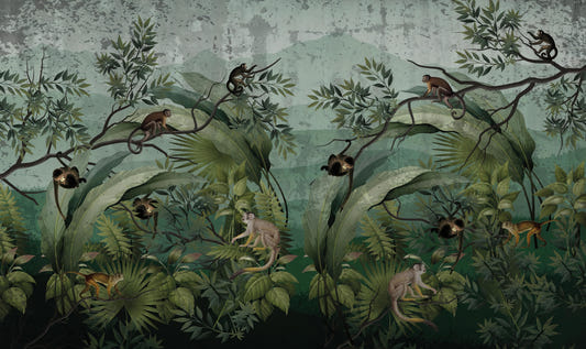 Tropical Monkey Jungle Wall Mural