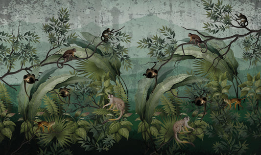 Tropical Monkey Jungle Wall Mural