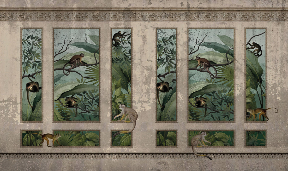 Vintage Jungle Monkey Wall Mural in your room
