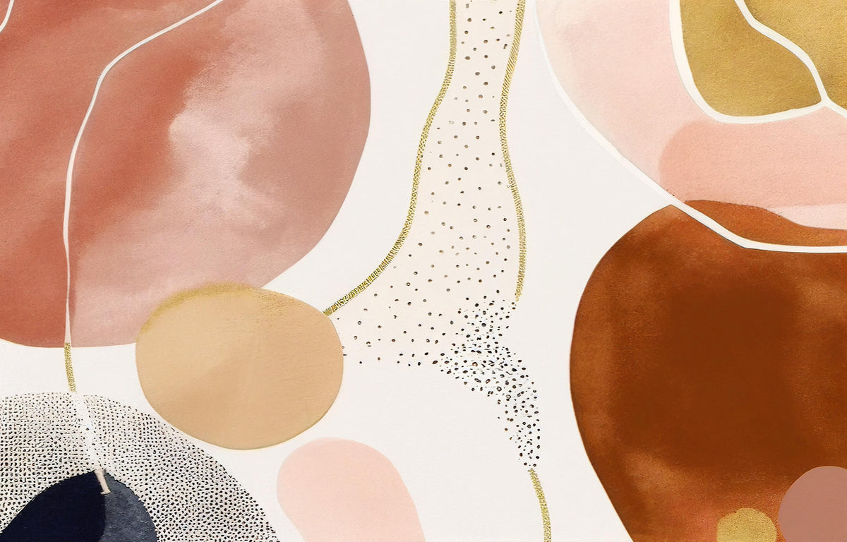 Abstract Gold and Pink Artistic Wall Mural in your room — zoomed