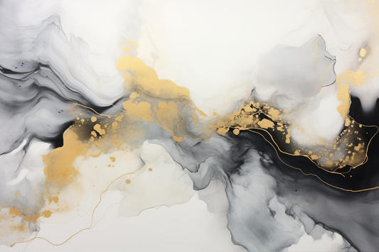 Luxurious Black and Gold Abstract Marble Wallpaper