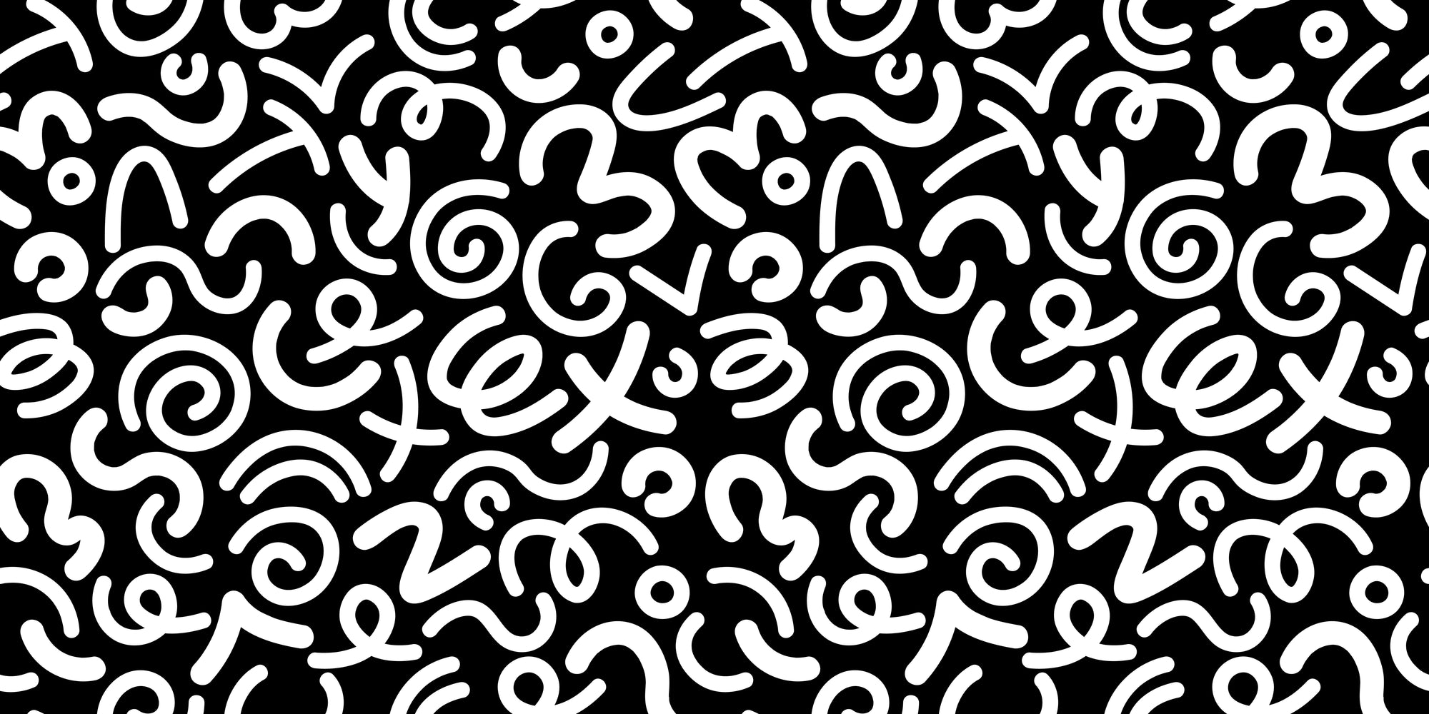 Black and White Abstract Wallpaper - Doodle Squiggle Pattern