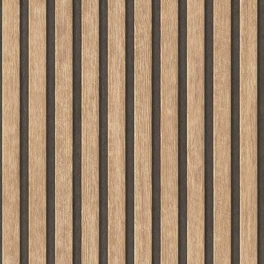 Beige Brown Wood Panel Wallpaper