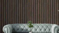 Brown wood slat panel wallpaper for modern interiors
