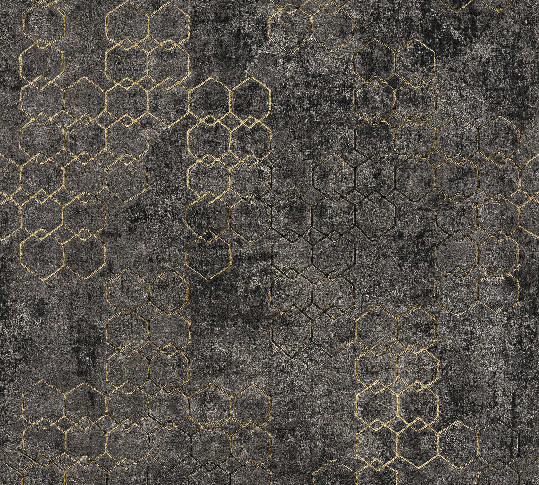 Gold Hexagon Luxury Geometric Wallpaper