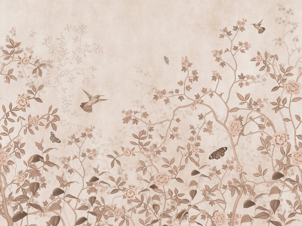 Vintage Chinoiserie Floral Wall Mural in your room