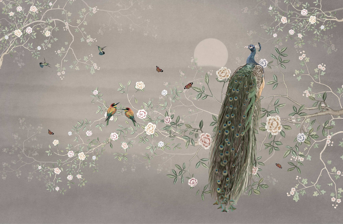 Chinoiserie Mural Wallpaper - Peacock in your room