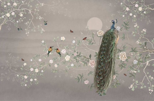 Chinoiserie Mural Wallpaper - Peacock