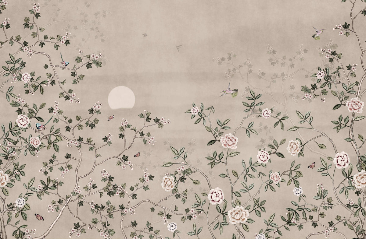 Chinoiserie Floral Botanical Wall Mural in your room