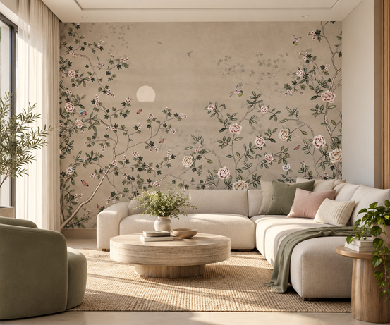 Chinoiserie Floral Botanical Wall Mural