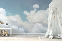 Serene cloud wall mural creating a calm and peaceful atmosphere