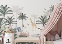 Lush greenery and animals wall mural
