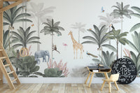 Tropical jungle animal wallpaper design
