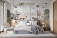 Lush rainforest animal mural for living rooms