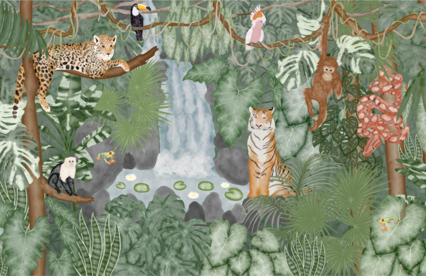 Rainforest Paradise Wall Mural in your room — zoomed