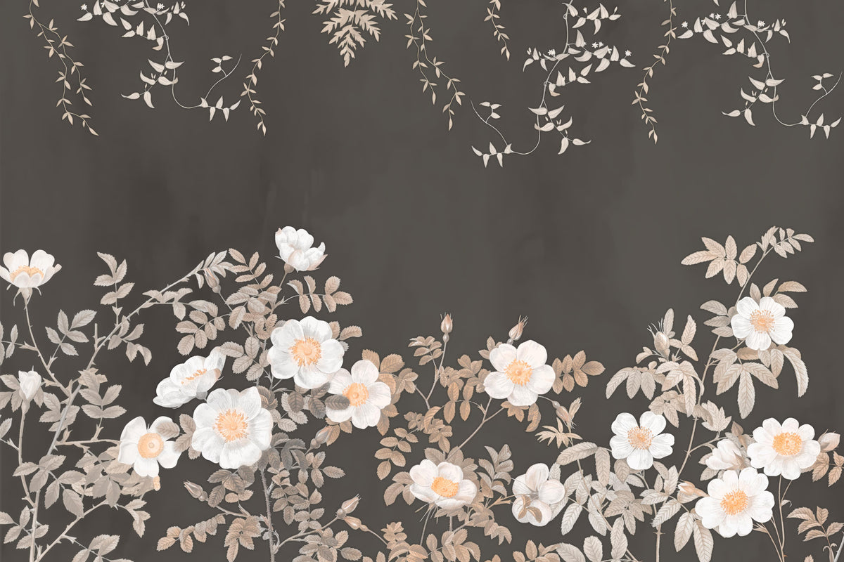 Copper Petal Noir Wall Mural in your room — zoomed