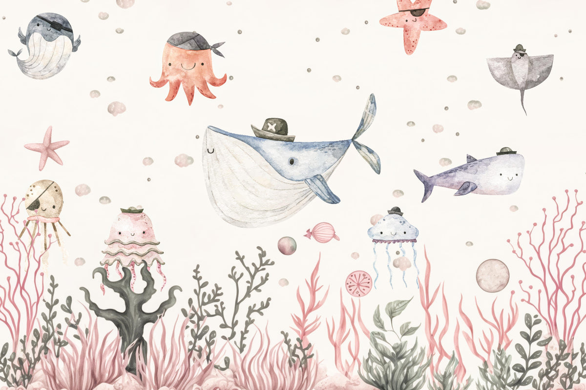 Marintime Mischief Aquarium Mural in your room — zoomed