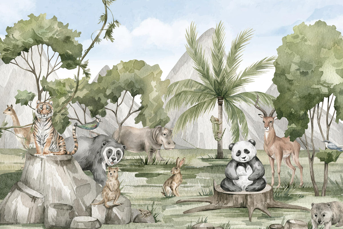 Savannah Summit Wildlife Mural in your room — zoomed