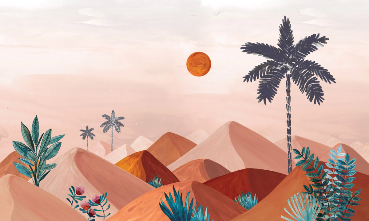 Daytime Mountain Landscape Wall Mural in your room — zoomed