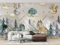 Dragon Fantasy World Wallpaper Mural - Giffywalls