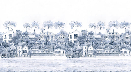 Watercolour Coastal Village Wall Mural