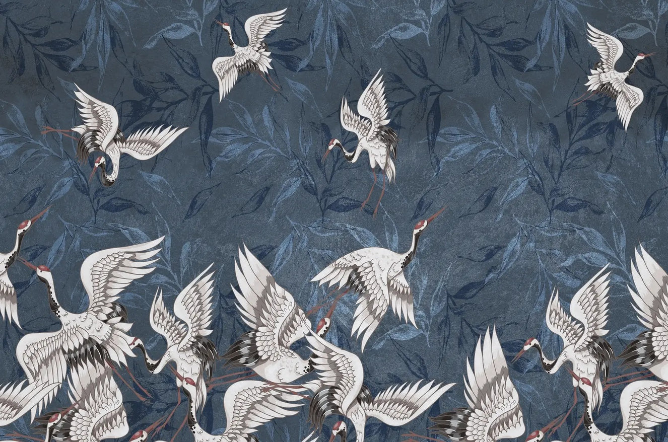 Cranes Grunge Wallpaper Mural