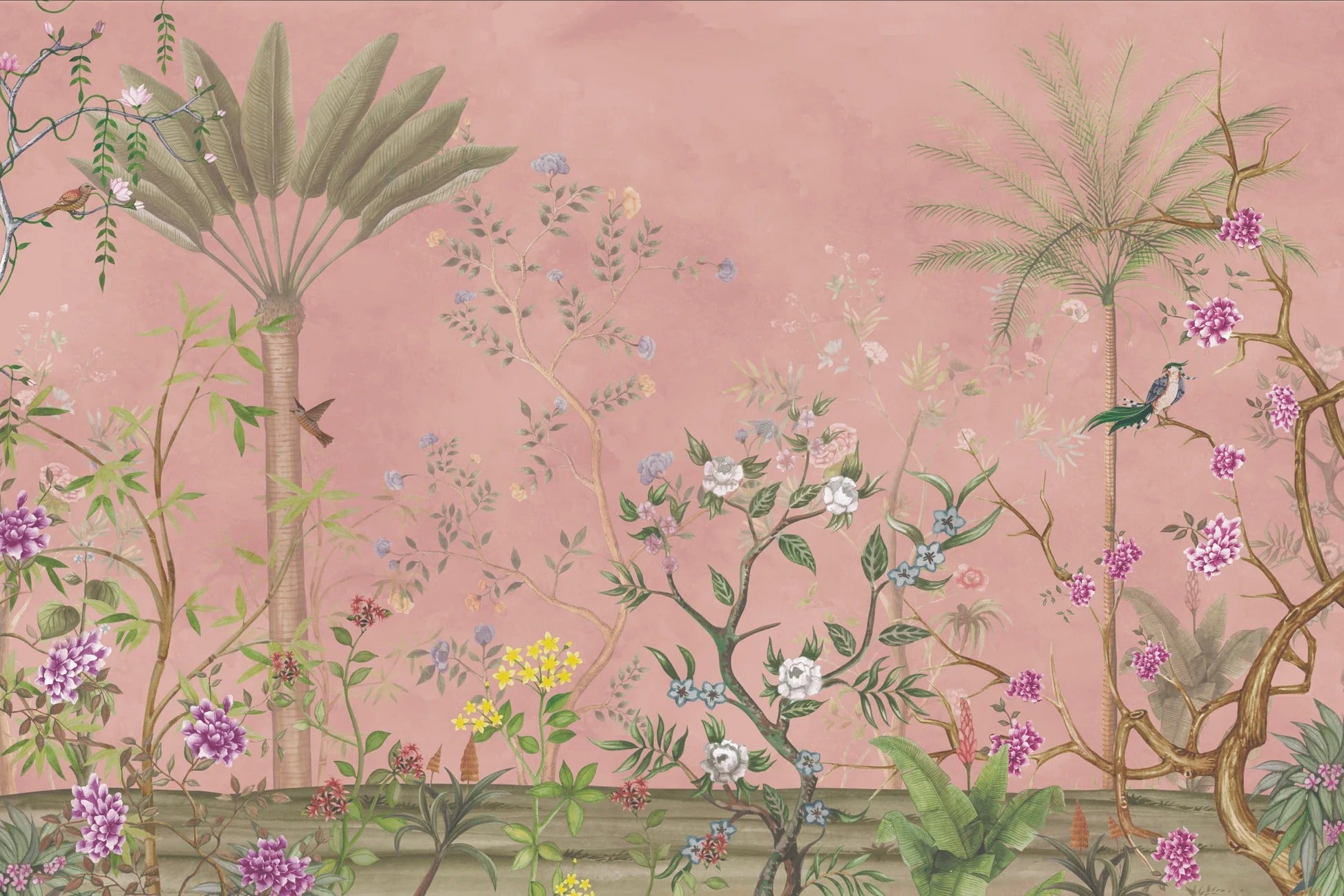 Colourful Flower Garden Wallpaper Mural in your room — zoomed