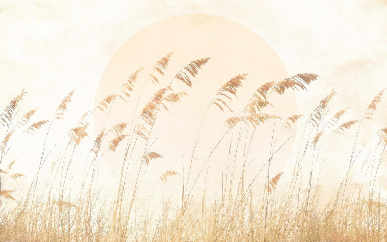 Beige Reed Wallpaper Mural