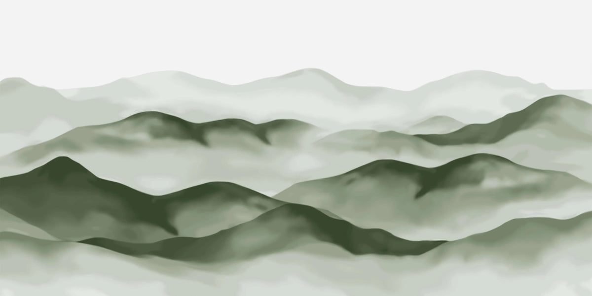 Watercolor Green Mountain Wallpaper in your room — zoomed