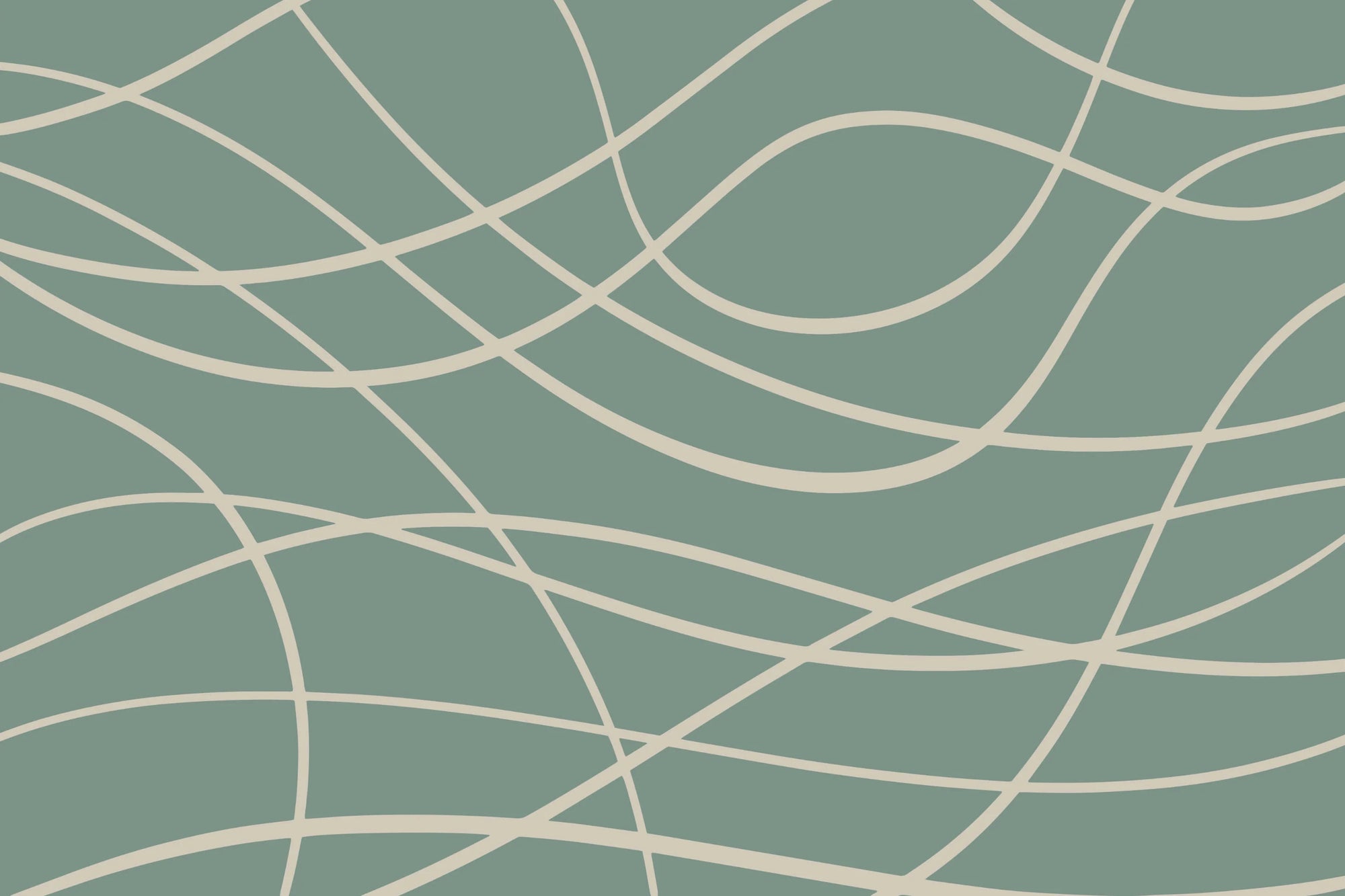 Abstract Green Line Wallpaper Mural