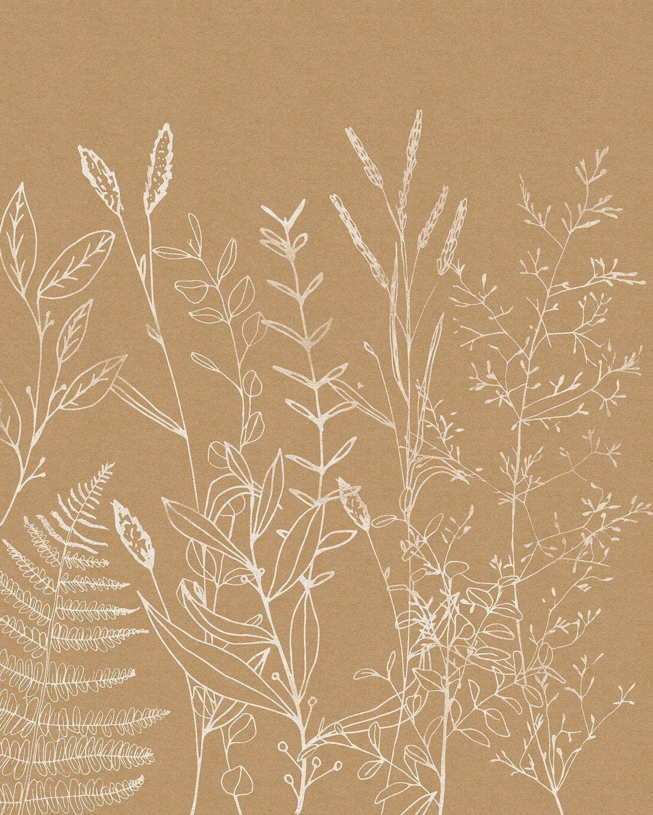 Beige Herbs Garden Wallpaper