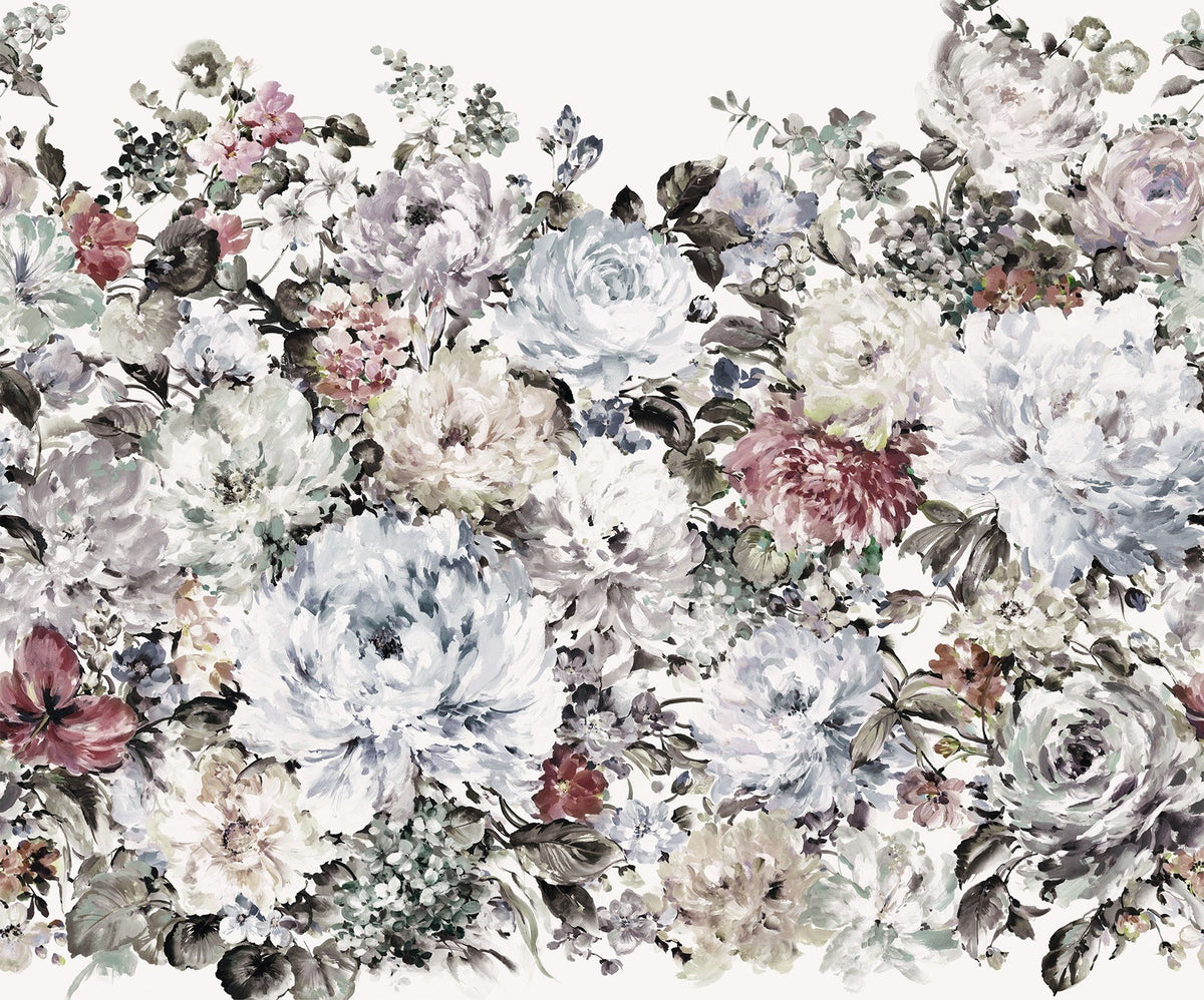 Watercolor Flower Wallpaper Mural in your room — zoomed