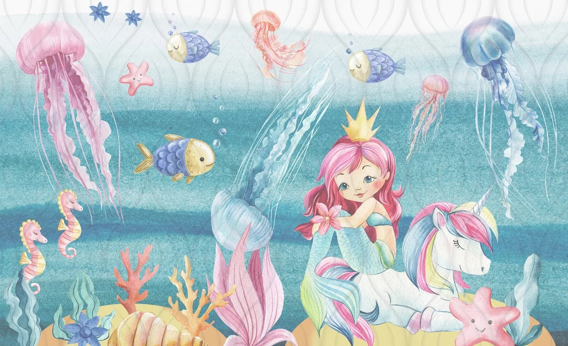 Magical Mermaid Girls Room Wallpaper in your room