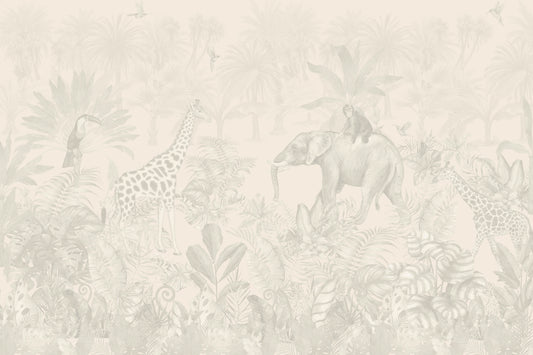Beige Jungle Wallpaper Mural