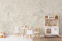 Subtle beige jungle scene for a calm interior.
